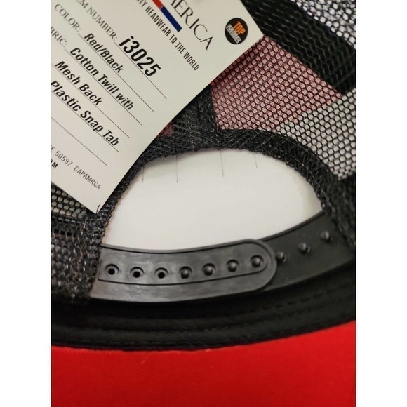 Trip Advisor Snapback Hat Mesh Back Adjustable Red Black Cap America New - Picture 6 of 7